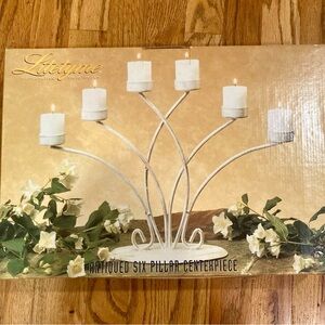 Centerpiece Candleholder 6 Pillar- Antiqued - NIB